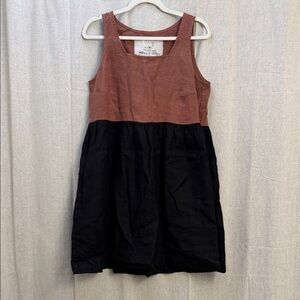 Not Perfect Linen Color Block Sleeveless Dress